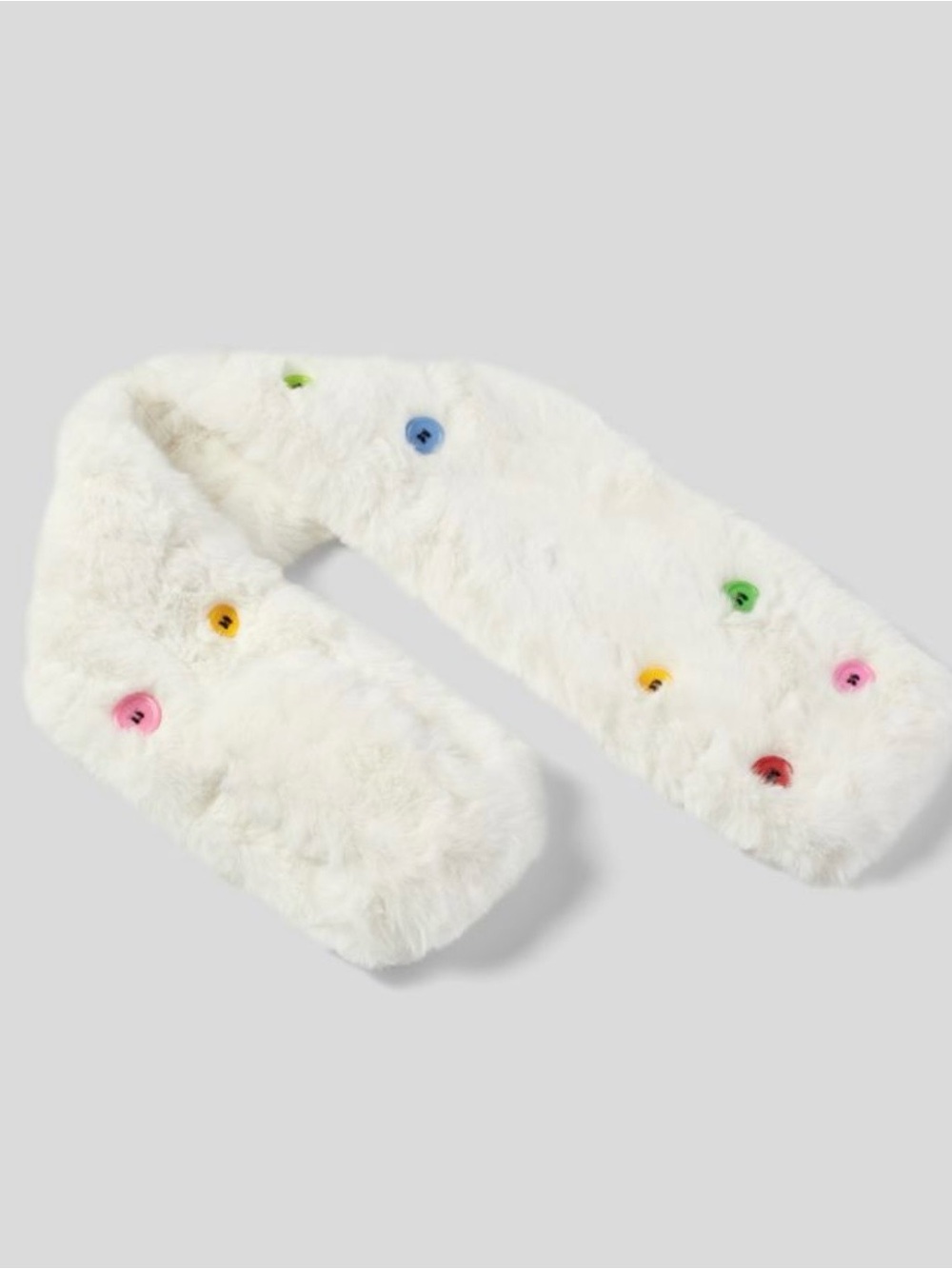 Halara Decorative Button Faux Fur Scarf White Multicolor NWT